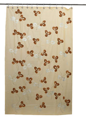Kuber Industries Flower Design Waterproof PVC Shower Curtain with 8 Hooks 54 inch x 84 inch (Cream) CTKTC33747