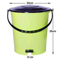 Kuber Industries Pedal Dustbin|Plastic Pedal Dustbin|Kitchen Waste Paper Bin|Dustbin For Bedroom|5 Liter Dustbin (Green)