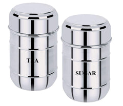 Kuber Industries 2 Pieces Stainless Steel Tea, Sugar Container Set, 500 Ml (Silver) -CTKTC038135