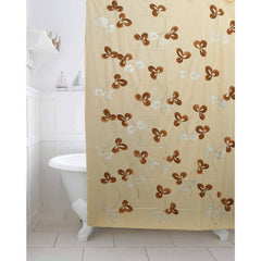 Kuber Industries Polyvinyl Chloride Floral Shower Curtain with 8 Hooks, Standard, Beige, Cream