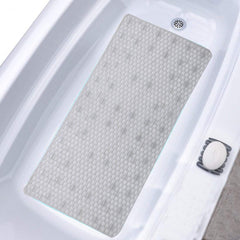 Kuber Industries Checkered Design PVC Bathroom Mat with Suction Cups - 28"x16", Transparent