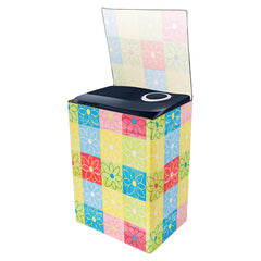 Heart Home Washing Machine Cover | Yellow & Check Print Washing Machine Cover | PVC | Top Load Semi-Automatic Washing Machine Cover | Multi