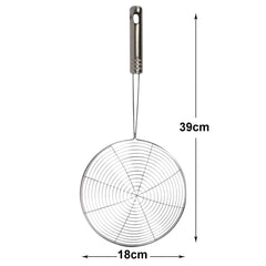 Heart Home Puri Strainer|Stainless Steel Jhar for Cooking & Frying|Versatile Deep Fry Chalni with Handle for Kitchen|18 cm|Pack of 3 (Silver)