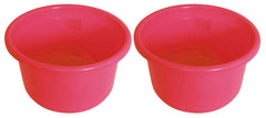 Kuber Industries 2 Pieces Unbreakable Plastic Multipurpose Bath Tub/Washing Tub 35 LTR (Red)-KUBMART11734