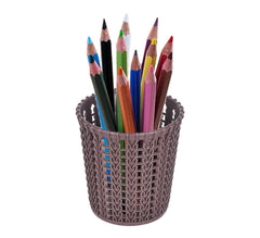 Heart Home Round Shape M 10 Plastic Holder/Organizer|Store Cutlery|Pen & ToothbrushCosmetics & Table Organizer|Size 11 x 11 x 11 CM (Brown)-46HH0415