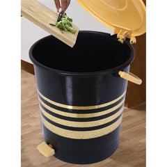 Kuber Industries Dustbin|Plastic Pedal Dustbin|Kitchen Inner Bucket Waste Paper Bin|Dustbin For Bedroom|Gold Layer 10 Litre Dustbin|Pack of 2 (Black)