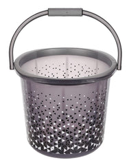 Kuber Industries Multiuses Tinted Print Plastic Bucket with Handle, 18 Litre (Black)-46KM0333,Standard