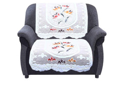 Kuber Industries Flower Cotton 7 Piece 5 Seater Sofa Cover with Center Table Cover (Cream) - CTKTC22287