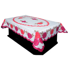 Kuber Industries Flower Design Cotton Centre Table Cover - Pink, Standard (CenterflowerCTC011)