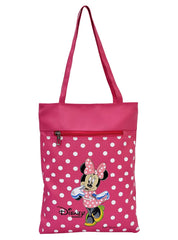 Kuber Industries Polyester Dot Disney Minnie Print Attractive & Foldable Grocery|Shopping|Travel Hand Bag with Front Pocket & Handle, Pack of 2 (Pink)