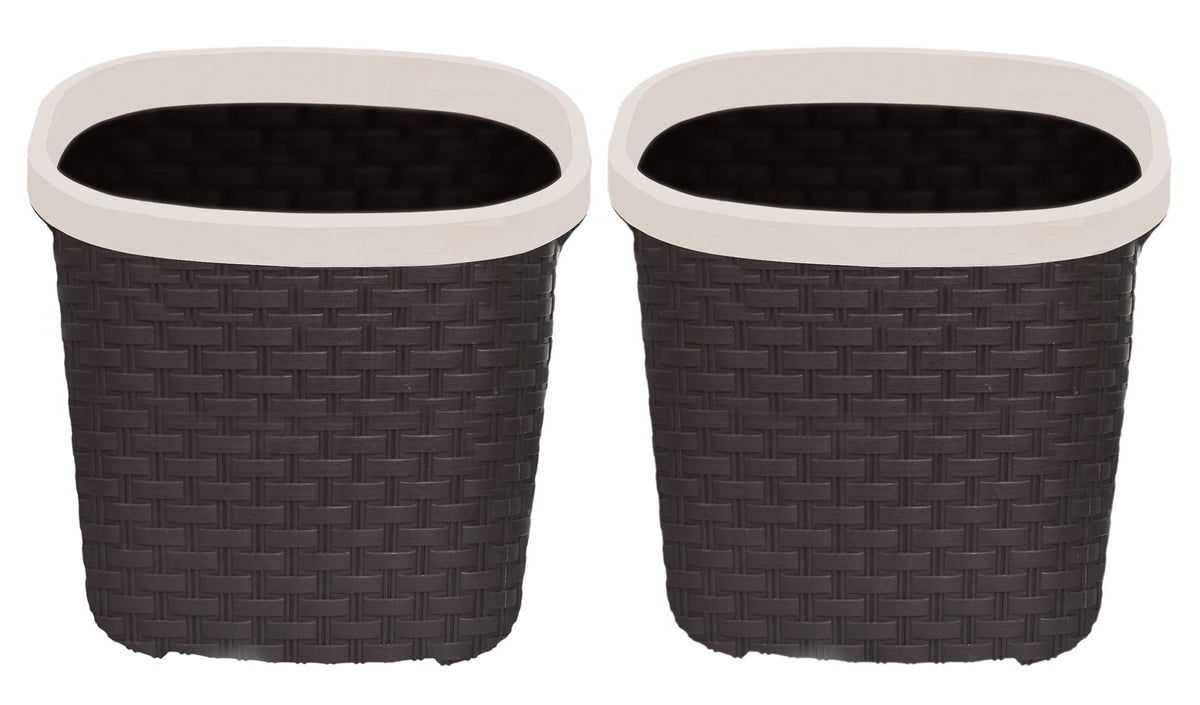 Kuber Industries Multiuses Plastic Open Dustbin For Home, Kitchen, Office, Bathroom, 7 Litre- Pack of 2 (Brown)-47KM0718