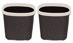 Kuber Industries Multiuses Plastic Open Dustbin For Home, Kitchen, Office, Bathroom, 7 Litre- Pack of 2 (Brown)-47KM0718