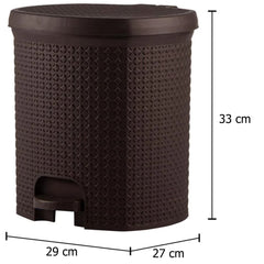 Kuber Industries Dustbin|Plastic Pedal Dustbin|Kitchen Inner Bucket Waste Paper Bin|Dustbin For Bedroom|Dustbin For office|12 Litre Dustbin (Brown)