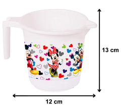 Kuber Industries Disney Team Mickey Print 4 Pieces Unbreakable Virgin Plastic Bathroom Bucket With Mug Set- Cream & White, (2 Pc 16 LTR Bucket & 2 Pc 500 ML Mug) -HS_35_KUBMARTS17514