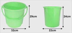 Kuber Industries 2 Pieces Plastic Bucket & Dustbin Set (Green)