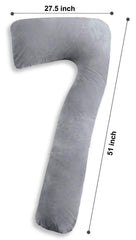 Heart Home Cotton Ultra Soft Hollow Fibre L Shaped Maternity Pillow, Pregnancy Pillow, Body Pillow with Zippered Cover (Grey)-HEART11432, Standard