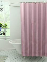 Kuber Industries Microfibre Shower Curtain with 8 Hooks, Standard, Pink