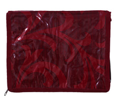 Kuber Industries Floral Print PVC Laminated Portable Jewellery Organizer With 4 Pouches & 2 Bangle Pouches For Home and Travel Pack of 2 (Maroon)