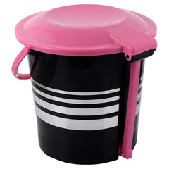 Heart Home Pedal Dustbin|Plastic Pedal Dustbin|Kitchen Waste Paper Bin|Dustbin For Bedroom|Pink Lid 10 Liter Dustbin|Pack of 2 (Black)