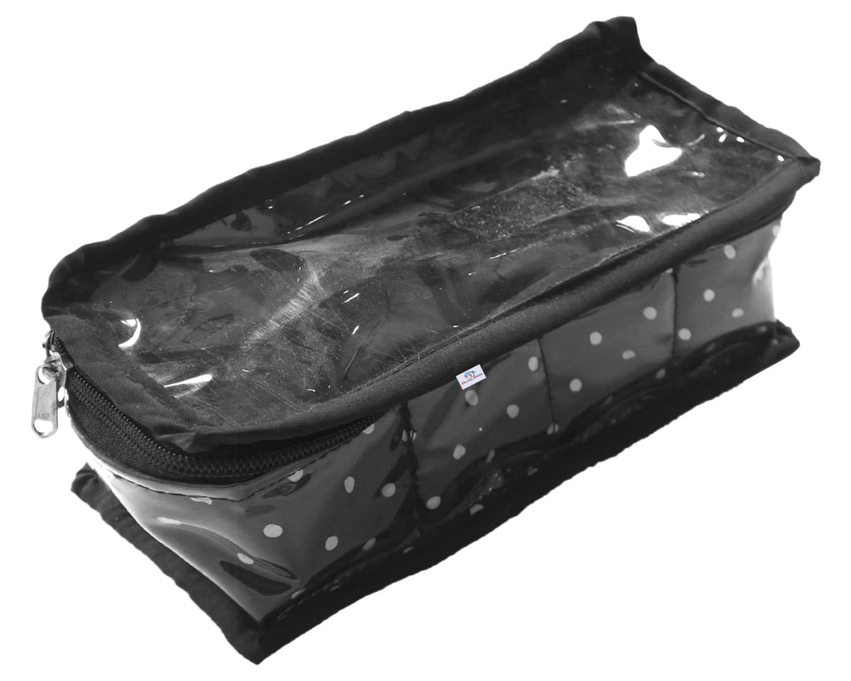 Heart Home Multiuses PVC Laminate Dot Print 4 Case Watch Organizer/Bracelet Organizer For Watches, Bracelet (Black) 52HH4123