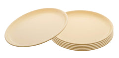 Kuber Industries 6 Pieces Unbreakable Round Plastic Microwave Safe Dinner Plates (Yellow) - CTKTC37541