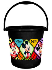 Heart Home Disney Minnie Mickey Print Unbreakable Virgin Plastic Strong Bathroom Bucket,18 LTR-Pack of 2 (Black)