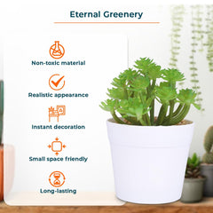 Kuber Industries Artificial Plants for Home Décor|Natural Looking Indoor Fake Plants with Pot|Artificial Flowers for Decoration (Green)