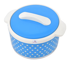 Heart Home Dot Printed BPA Free Food Grade Inner Stainless Steel Casserole Keeps Chapati, Food, Curry with Lid, 2500ml- Pack of 2 (Blue)-HS42KUBMART25048