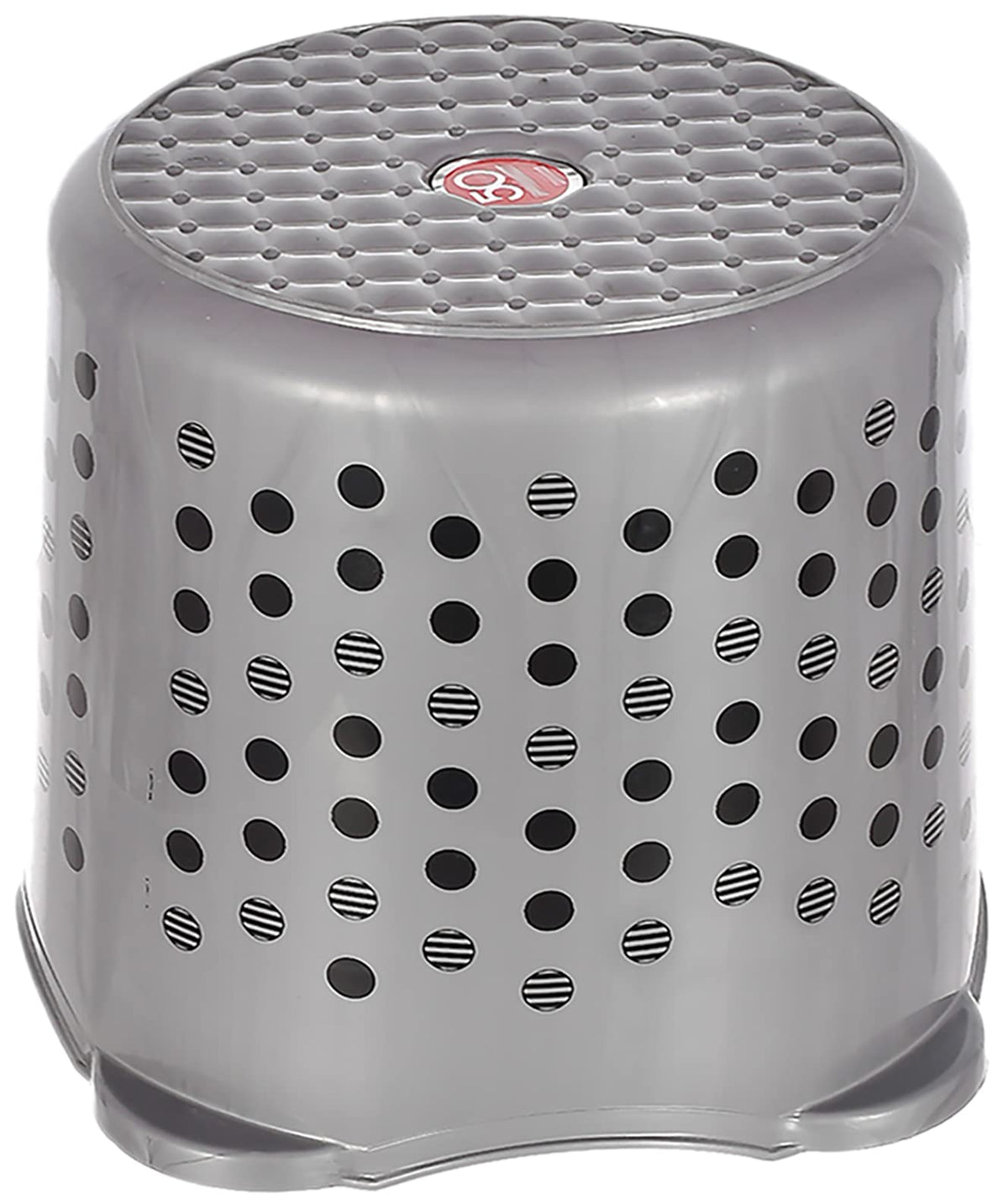 Kuber Industries Comfy Stool Dot Printed Multiuses Portable, Lightweight, Strong, Plastic Bathroom/Step/Sitting Stool, Patla (Grey)-46KM0155, Standard