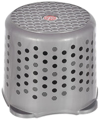 Heart Home Comfy Stool Dot Printed Anti-Slip Plastic Stool for Bathroom, Kitchen, Bedroom, Toy Room and Living Room- Pack of 2 (Black & Grey)-46HH0160