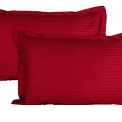 Kuber Industries 6 Pieces Cotton Luxurious Satin Striped Pillow Cover Set-17"x27" (Maroon) - (CTKTC040320)
