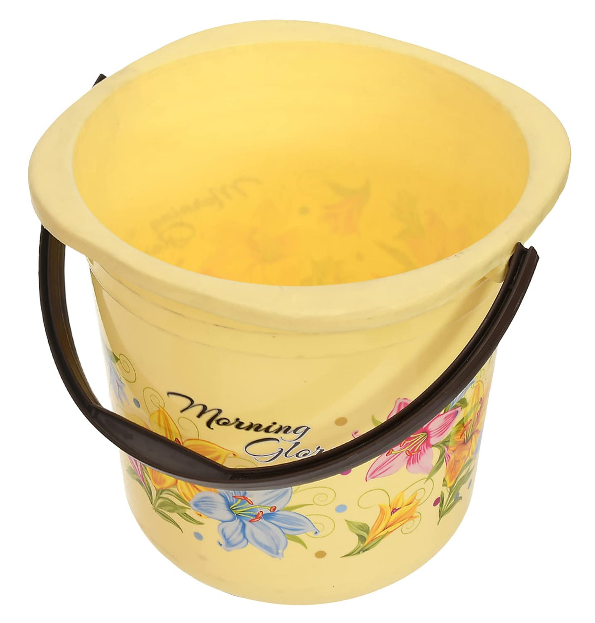 Heart Home Flower Printed Square Unbreakable Virgin Plastic Bucket For Home/Kitchen/Office, 16Ltr. (Yellow)-47HH01182