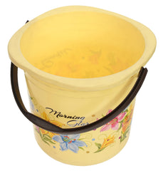 Heart Home Flower Printed Square Unbreakable Virgin Plastic Bucket For Home/Kitchen/Office, 16Ltr. (Yellow)-47HH01182