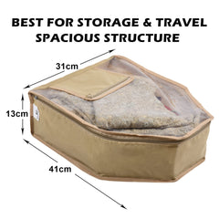 Kuber Industries Blouse Cover | Non Woven Foldable Wardrobe Organizer For Woman | Cloth Organizer Top Transparent & One Small Pocket | Pack of 3 | Cream