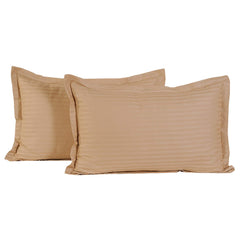Kuber Industries Cotton Luxurious Striped 2 Pieces Pillow Cover 25"x17" (Light Brown)-CTKTC030046