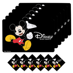 Kuber Industries Disney Mickey Mouse PVC 6 Pieces Dining Table Placemat with Tea Coasters Set (Black) - CTKTC046238