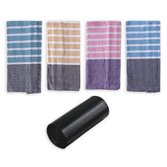 Kuber Industries Kitchen Towel and Garbage Bag |Cotton Premium Cleaning Set of 4 (Multicolor) | 30 Piece Roll (Black) | Oxo-Biodegradable Waste Bag