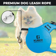 Retractable Dog Leash|One Button Break with Safety Lock (Blue), Dog Chest Harness with Nylon Leash I Adjustable, Reflective I Easy Control Dog Chest Belt I (Large, Blue)