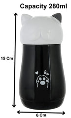 Heart Home Small Stainless Steel Hot & Cold Vacuum Thermos Travel Mug Tea Water Bottle Coffee Flask, 280ml (Black), Standard