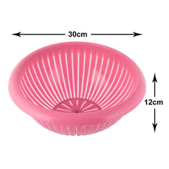 Heart Home Multifunctional Plastic Drain Strainer, Colander, Washing Basket for Home Kitchen Supplies (Pink)-50HH01857