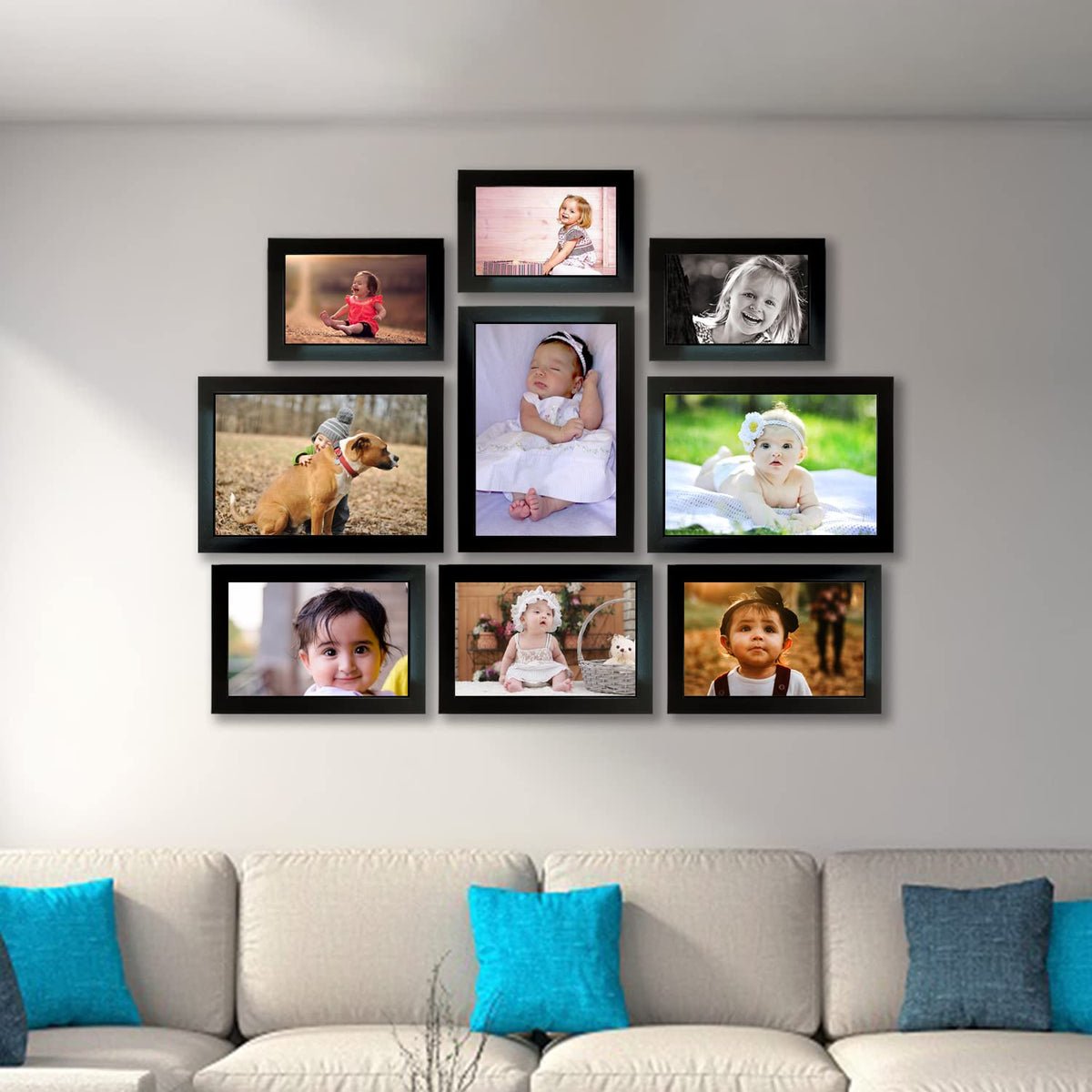 Kuber Industries Collage Photo Frame For Living Room, Wall Set of 9 (Black) Size: 4x6-3 Pc., 6x8-3 Pc.,5x7-3 Pc.