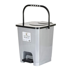 Kuber Industries Square Premium Plastic Step-On Pedal Dustbin with Lid for Home/Kitchen/Office 10 Ltr (Grey)-KUBMART16402
