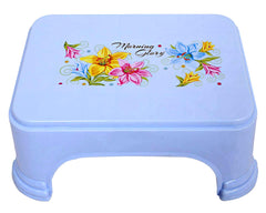 Kuber Industries Bathroom Stool|Plastic Stool for Bathroom|Anti-Slip with Strong Bearing|Blue