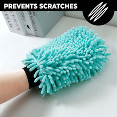 Homestic Pack of 2 Chenille Dry Mitt Gloves|Multi-Purpose Gloves for Kitchen, Home & Laptop Cleaning|Lint & Scratch Free|Super Absorbent|Extra Large But Light Weight |FH8058|Light Green