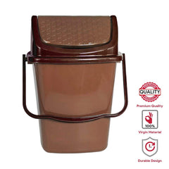 Kuber Industries Delight Plastic Swing Garbage Waste Dustbin for Home, Office with Handle, 5 Liters (Light Brown)