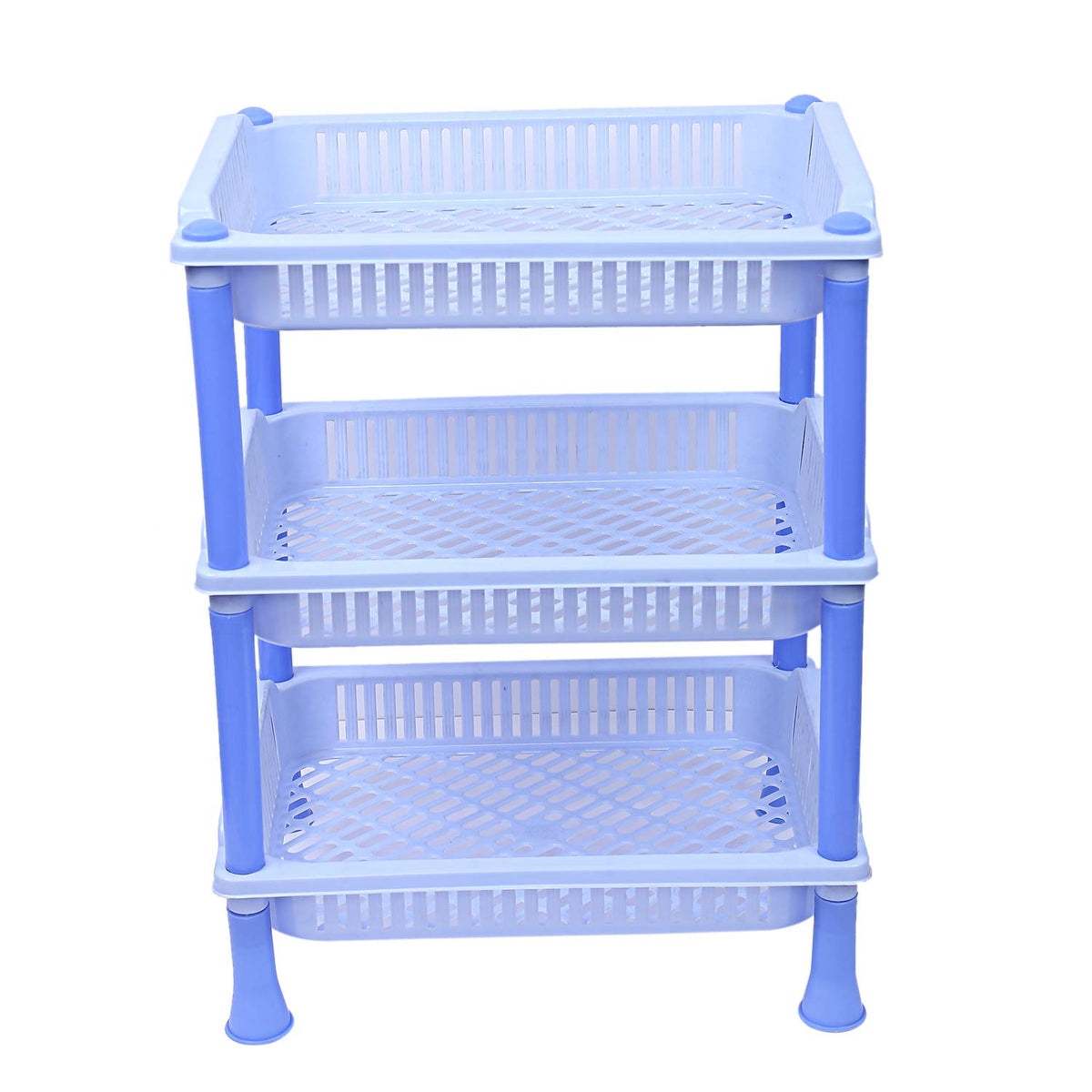 Kuber industries Plastic 3 Layer Multi-Purpose Kitchen Storage Basket Rack (Blue)-CTKTC25246