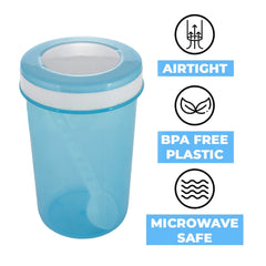 Heart Home Containers Set for Kitchen|BPA-Free Plastic 500 ML Storage Containers Set with Spoon for Kitchen|Pack of 9 (Sky Blue)