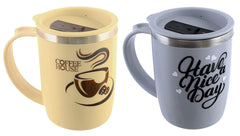 Kuber Industries Insulated BPA Free Plastic Coffee Mug with Lid, Pack of 2 (Grey & Coffee)