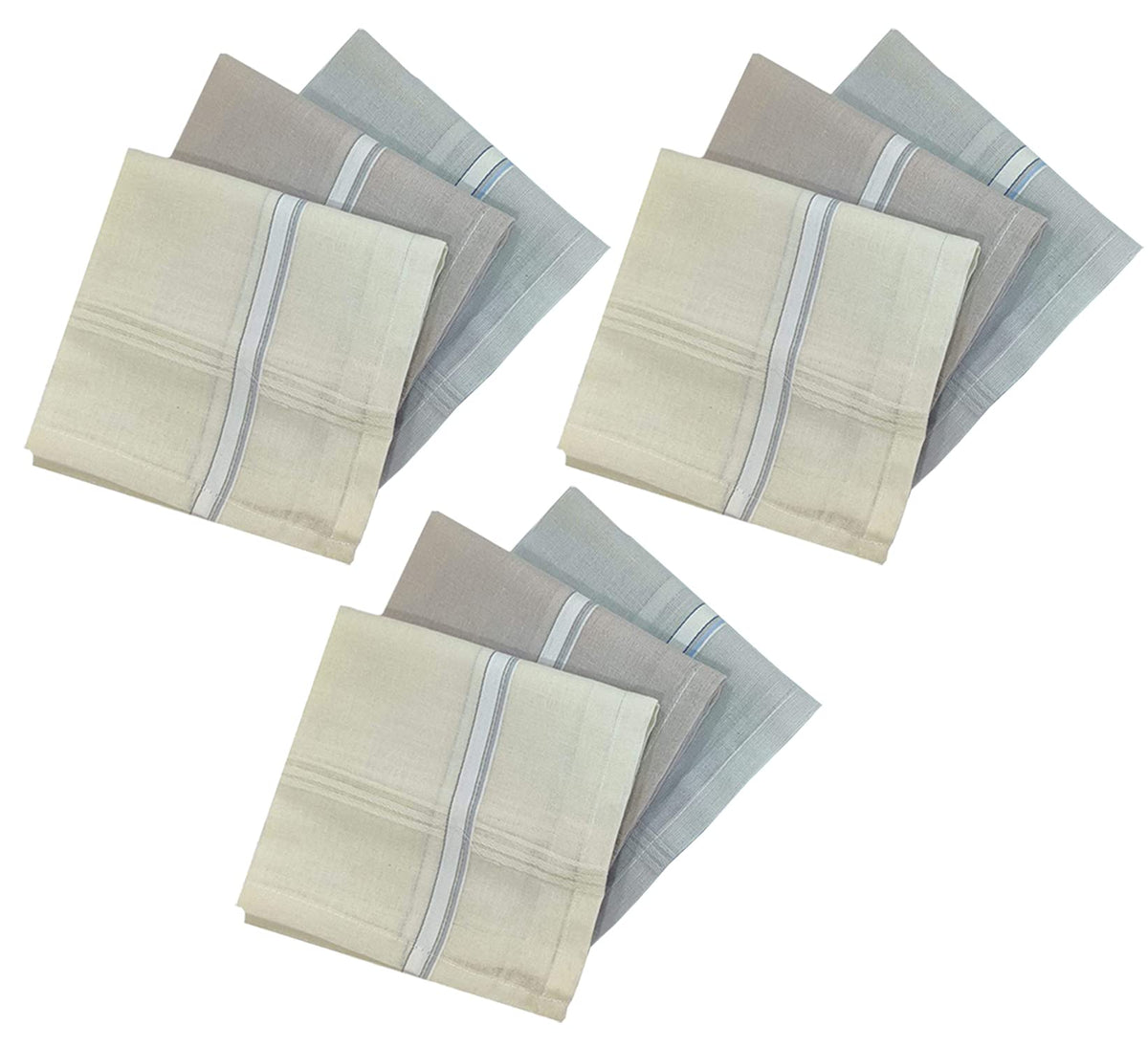 Kuber Industries 100% Cotton Premium Collection Handkerchiefs Hanky for Men, Set of 9 (Lite Colour)