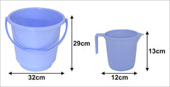 Kuber Industries 2 Pieces Plastic Bathroom Bucket & Mug Set (Blue)